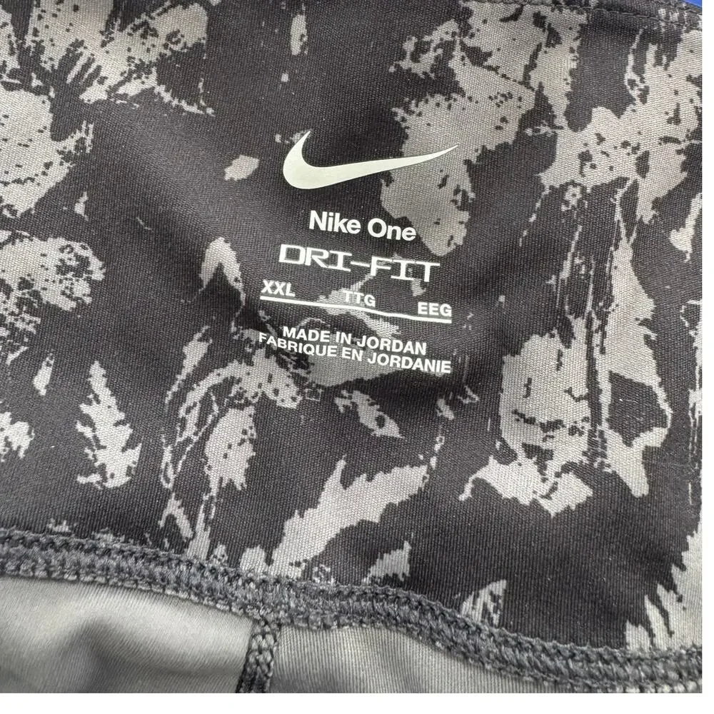Nike One Dry Fit Leggings Womens XXL Black Gray Polyester Spandex